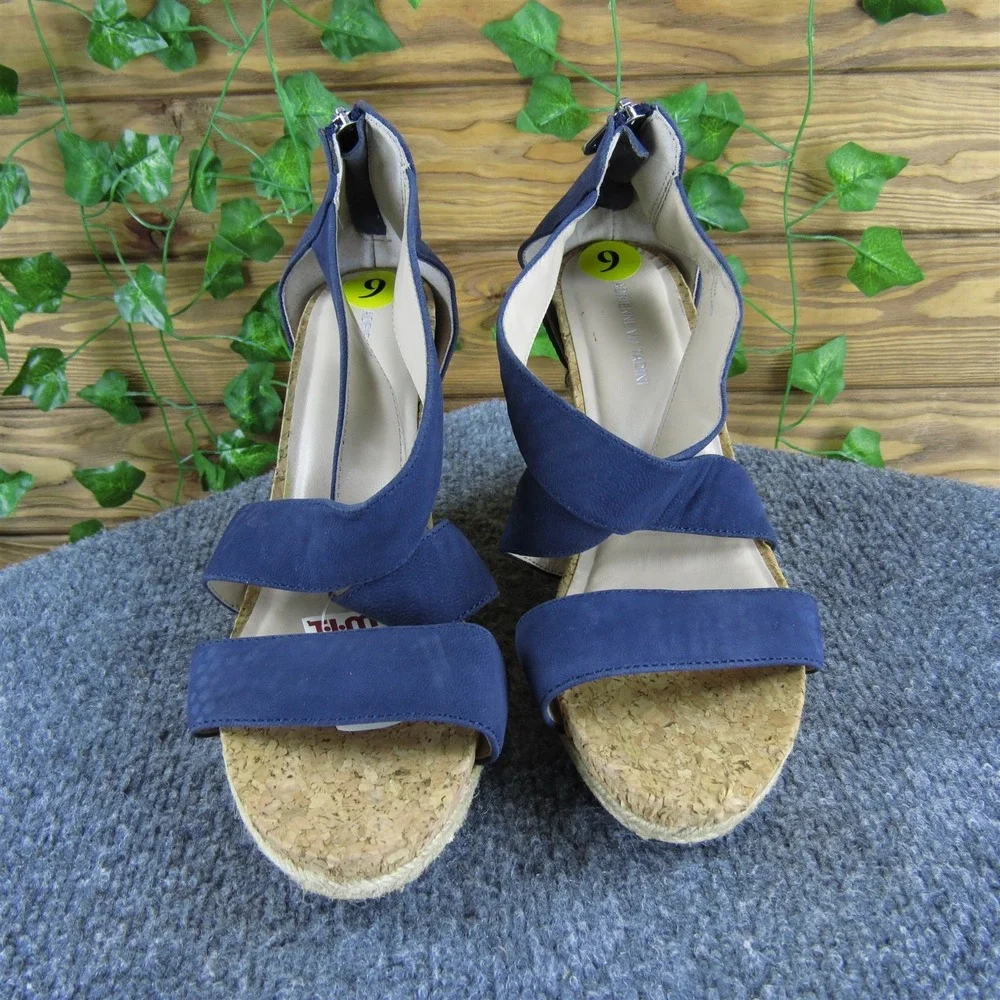 Adrienne Vittadini Women Clarity Strappy Blue Leather‎ 9 Medium Gently Used 2025